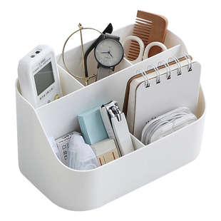 金得利桌面收纳盒笔筒大容量分格办公桌整理学生课桌书桌收纳神器文具收纳盒多功能宿舍简约ins化妆品收纳盒