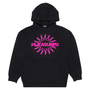 PLEASURES字母提花图案LOGO针织纯棉宽松休闲套头帽衫PASSION情侣