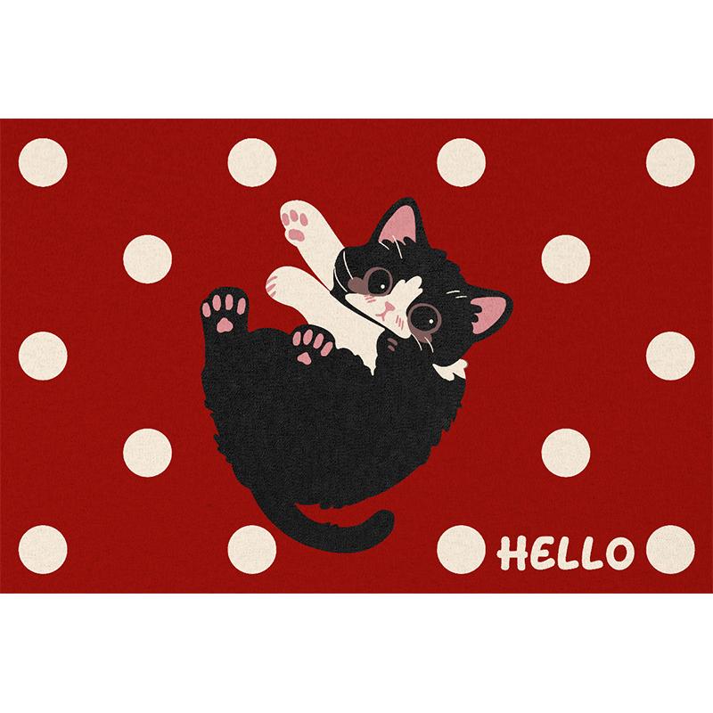 丝圈入户门地垫可爱红色结婚喜庆地毯门口进门蹭脚垫防滑地毯耐脏