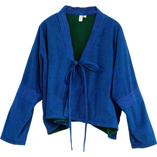 念旧原创/1031D 复古纯棉老土布拼接加绒棉服外套女保暖显瘦上衣