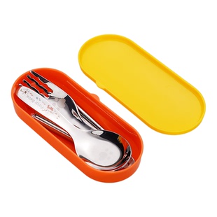 庆展 316L不锈钢小勺叉子筷子套装 儿童可爱吃饭家用高档精致勺子