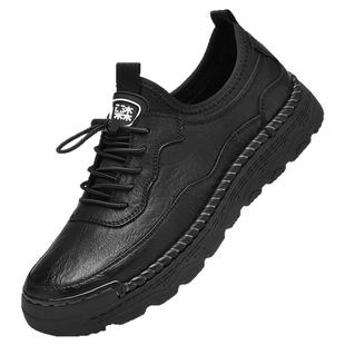 木林森男鞋运动鞋子男款春秋季2025新款高端手工缝线休闲软底皮鞋