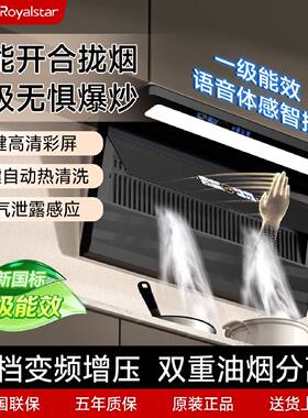 荣事达抽油烟机超薄家用顶侧双吸大吸力智能语音自热清洗变频烟机