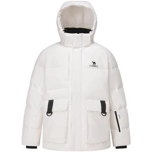 骆驼男装鹅绒羽绒服男冬季2025加绒加厚面包服短款保暖外套男