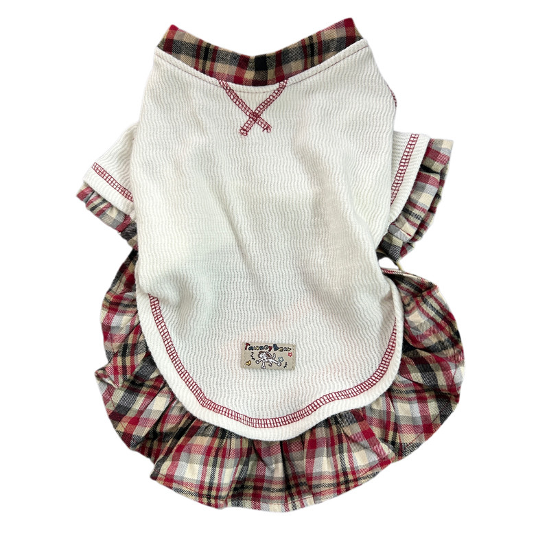 狗狗衣服秋冬淑女格纹裙子假两件