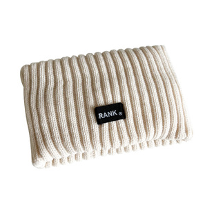 花少那英同款字母毛线发带女秋冬毛绒保暖头巾高级感宽边头套发箍