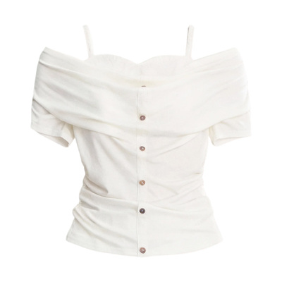 FragileHeart精致提花一字肩上衣