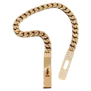 猪鼻子kelly古巴链手链女镶钻手环18K玫瑰金白金高级感链条男情侣