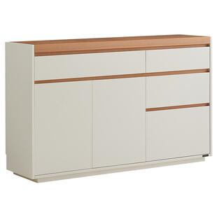 全友家居原木奶油风餐边柜客厅靠墙一体储物柜2025新款卧室床尾柜