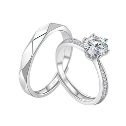 正品莫桑钻对戒纯银情侣戒指