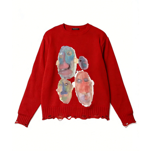 Song For The Mute Ghosts Oversized Sweater 做旧破坏羊毛衫潮