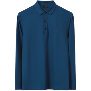 春秋季男士翻领长袖T恤纯棉POLO衫高端丝光棉打底衫2025冰丝男装