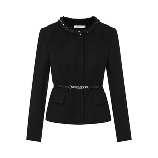 朗姿集团LIME莱茵小香风套装领口重工钉珠气质短上衣高级半裙