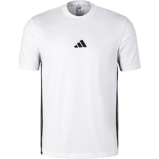 Adidas/阿迪达斯正品夏季新款男士条纹透气休闲圆领T恤JY8563