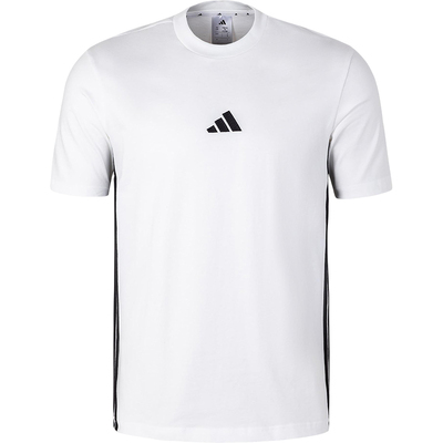 Adidas/阿迪达斯正品夏季新款男士条纹透气休闲圆领T恤JY8563