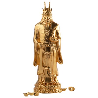 真金贴金黄铜龙王爷中式摆件