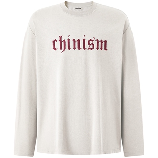 CHINISM丨重磅245G透气落肩绣花长袖T恤男休闲上衣/CXHB33I5045