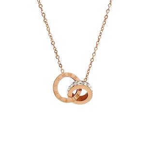 罗马数字双环项链女2025年新款轻奢高级感小众钛钢环环相扣锁骨链