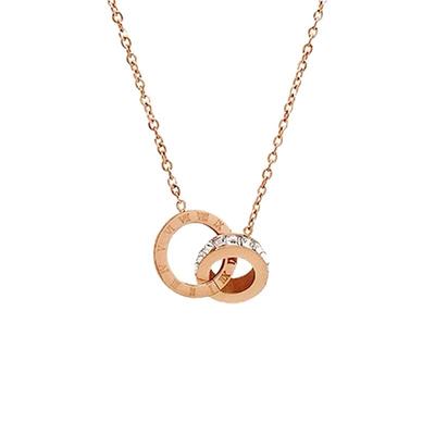 仲夏之晶小众轻奢钛钢双环项链女