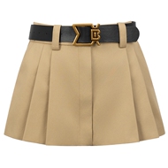 设计师百搭卡其叠褶半裙