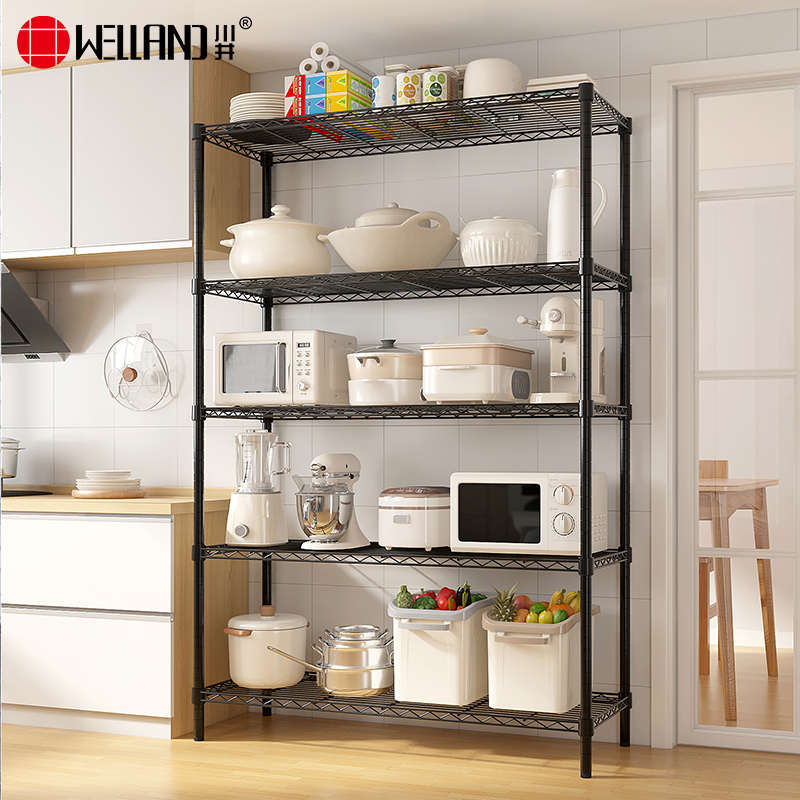 川井置物架落地厨房收纳层架家用储物架多功能整理金属货架铁架子