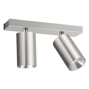 双头射灯明装不锈钢银色包豪斯中古风三头可调角度免开孔防眩客厅