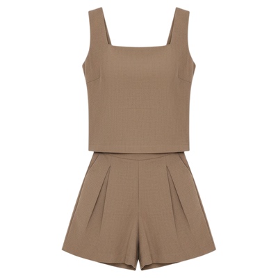 吊带短裤上衣运动两件套套装女blouse woman