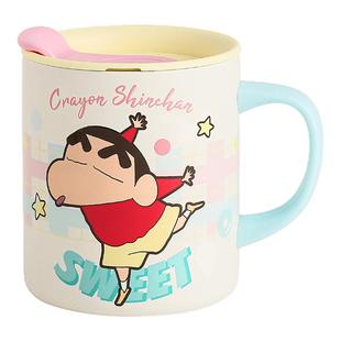 蜡笔小新儿童水杯家用带刻度保温牛奶杯男宝敞口喝水不锈钢马克杯