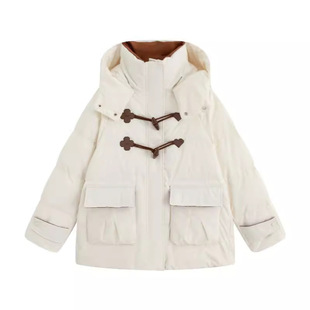 2025年新款牛角扣300斤中长款羽绒服女加厚保暖显瘦大码羽绒外套