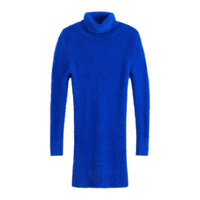 中长款修身马海毛貂毛打底针织衫