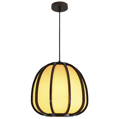 现代中式火锅店民宿木艺麻布吊灯