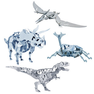 学研金属拼搭模型奇美拉仿真生物霸王龙恐龙合成兽桌面摆件办公室