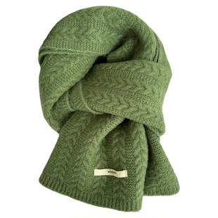 新年红含羊毛围巾女士秋冬季高级氛围感针织保暖百搭安格拉红围脖