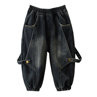 男童韩版牛仔裤2025新款儿童装冬季炸街裤子潮男孩加绒冬装长裤潮