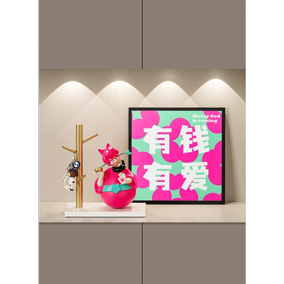 四喜财神爷入户玄关招财装饰画