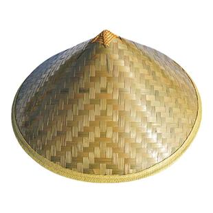 斗笠竹编防晒草帽农民户外遮阳斗笠男舞台道具帽可印字订制logo帽