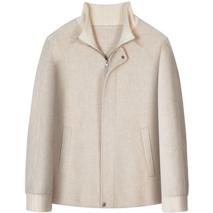 【羊毛+骆驼绒】庄吉男士毛呢大衣2025秋冬新款妮子立领高端夹克