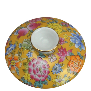 景德镇珐琅彩盖碗盖子陶瓷宫廷风三才碗盖复古描金泡茶碗盖单盖子