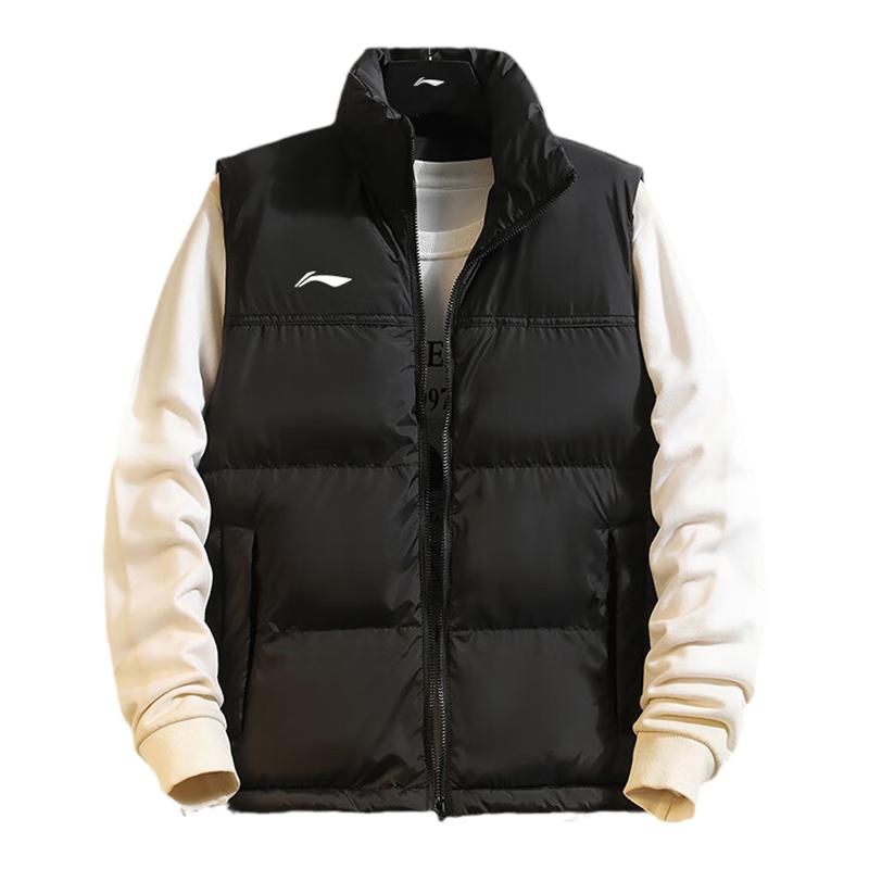 李宁棉马甲立领外套秋冬款百搭青年休闲加厚防风保暖羽绒宽松马夹