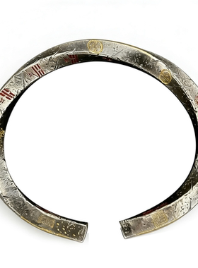 银饰山鬼花钱财运镯古法手镯法器