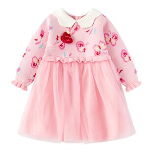 【balaOne】巴拉巴拉童装女童连衣裙2025新款春装网纱裙甜美洋气