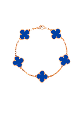 四叶草玛瑙五花手链18K玫瑰金