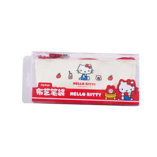 正版授权Hello Kitty卡通可爱学生笔袋高颜值撞色挂件拉链收纳包