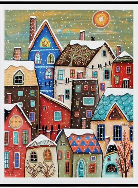 雪景小屋钻石画儿童客厅水钻满钻