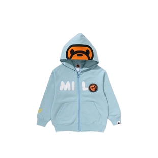 BAPE童装秋冬BABY MILO卡通小猴字母印花连帽卫衣开衫外套004153R