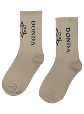 潮袜限定donda六芒星中筒袜子