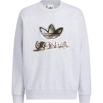 阿迪达斯男士复古印花圆领卫衣