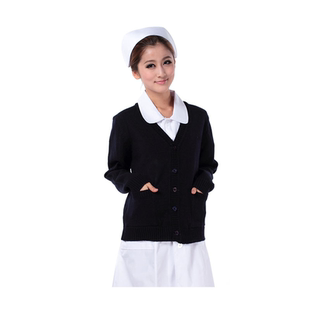 新爱丽斯纹保暖加密加厚一体兔绒护士毛衣外套医生服圆领针织开衫