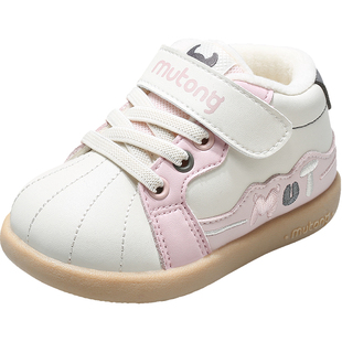 牧童宝宝鞋子冬季男女童鞋软底卡通小熊学步鞋加绒保暖婴儿二棉鞋