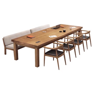 实木会议桌长桌简约现代家用去客厅化大长书桌办公阅览桌洽谈桌椅